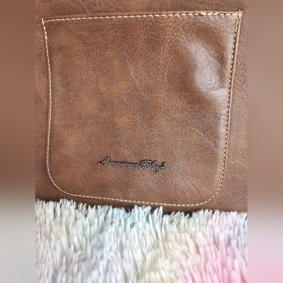 American Bling Conceal Carry Brown Studded Tote Bag - Picture 10 of 14